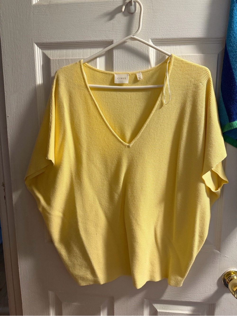 Cyrus Sunny Yellow V-Neck Lightweight Knit Top